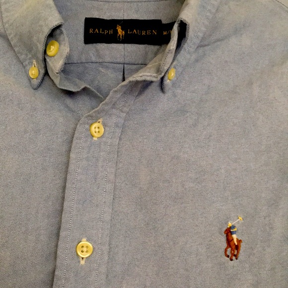 Polo long sleeves button down blue M shirt - Picture 2 of 2